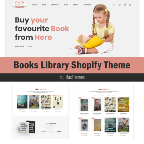 Preview books library shopify theme.