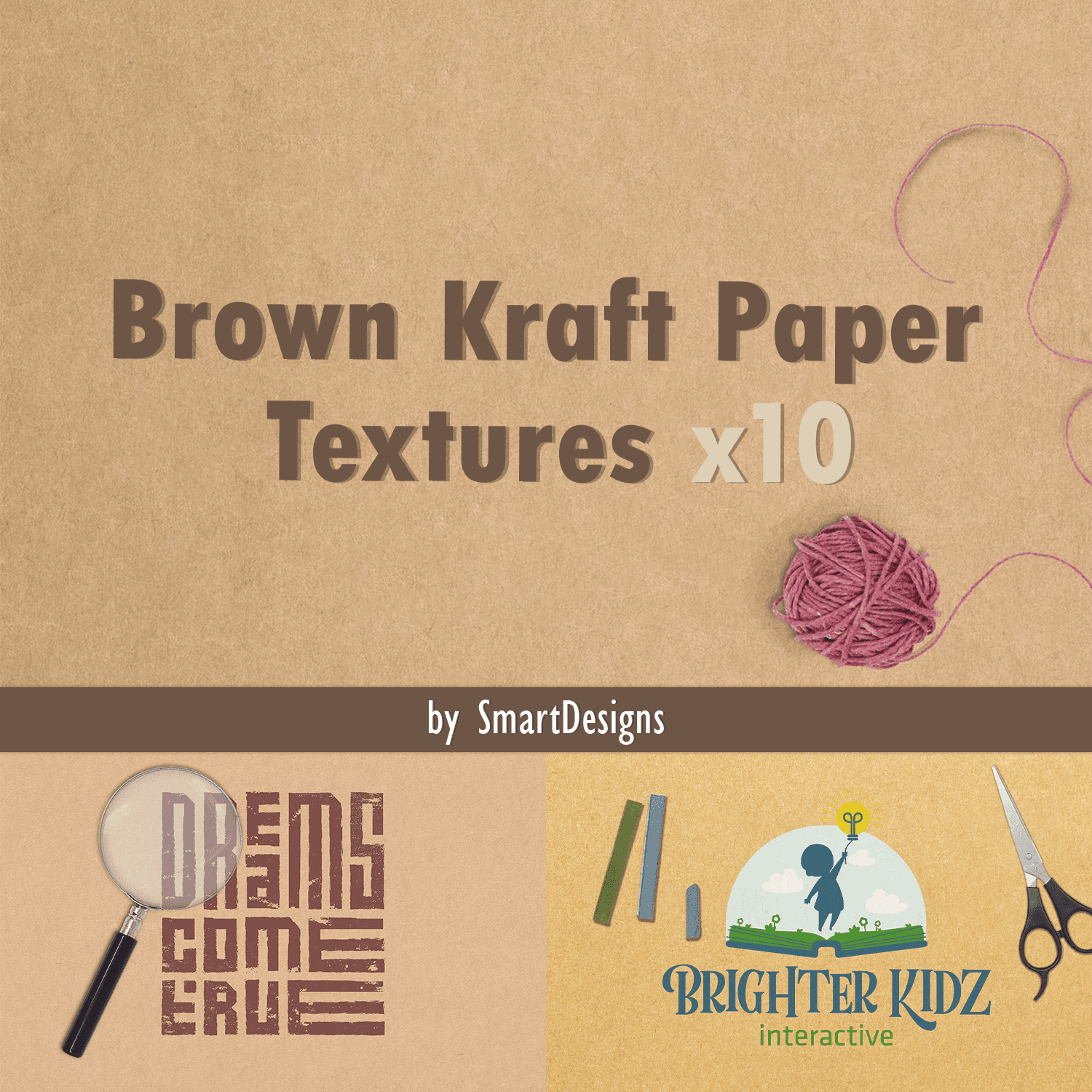 Prints of brown kraft paper textures.