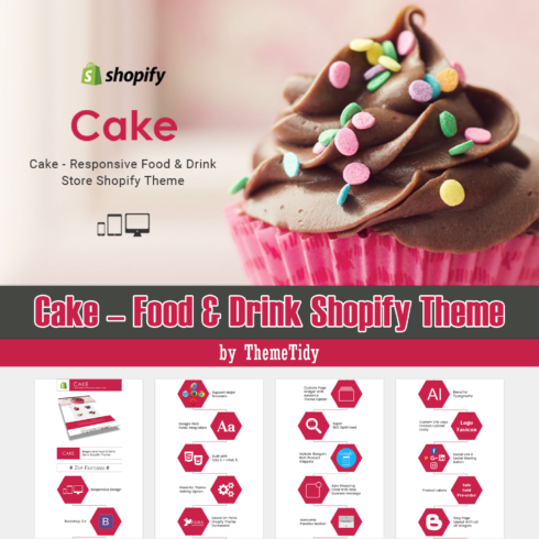 Preview cake – food drink shopify theme.