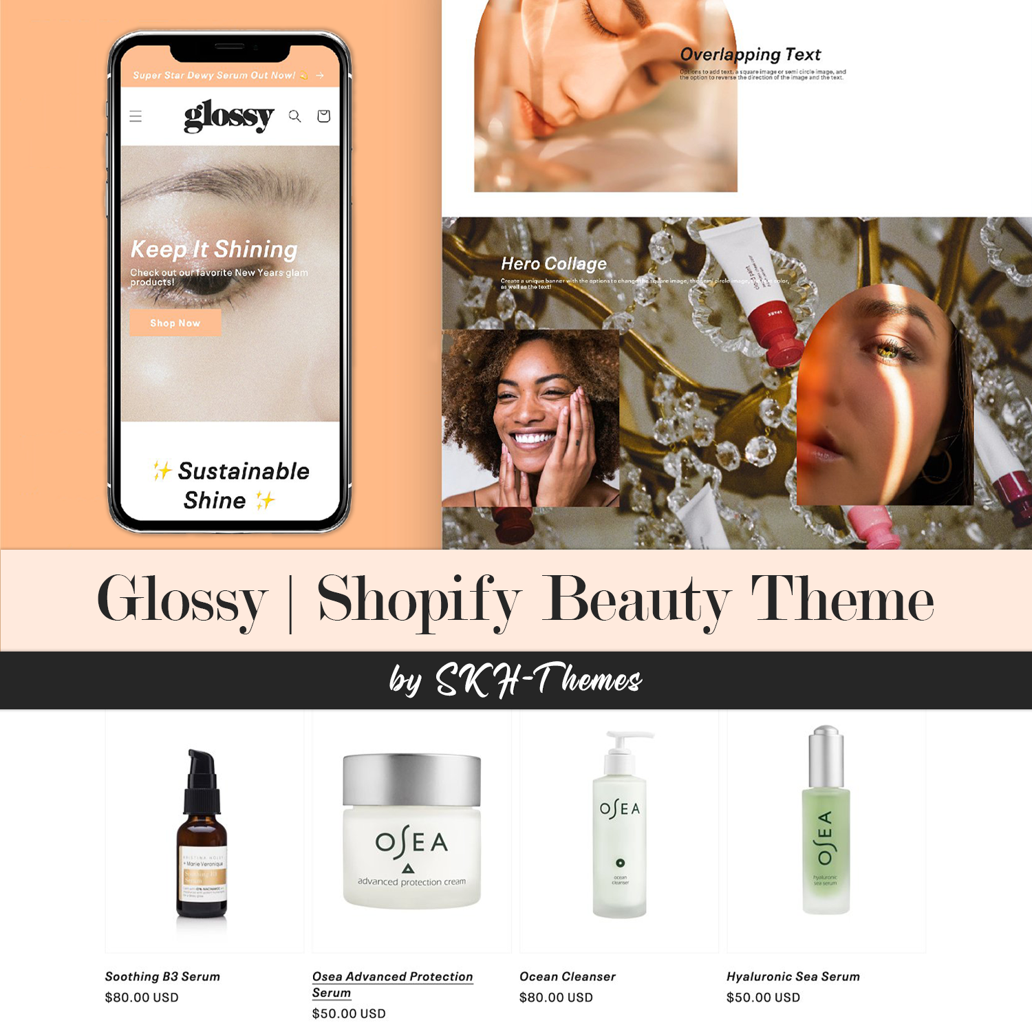 Preview glossy shopify beauty theme.