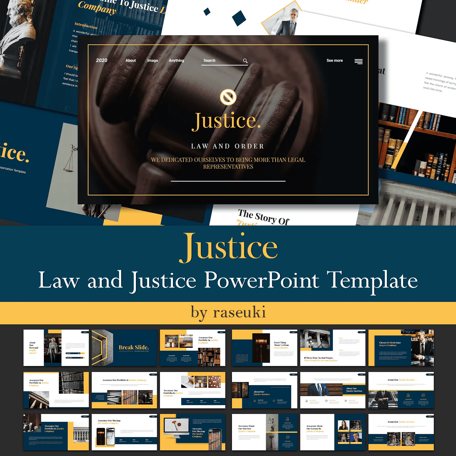 Prints of justice law and justice powerpoint template.