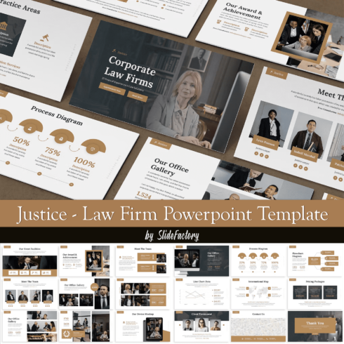 Prints of justice law firm powerpoint template.