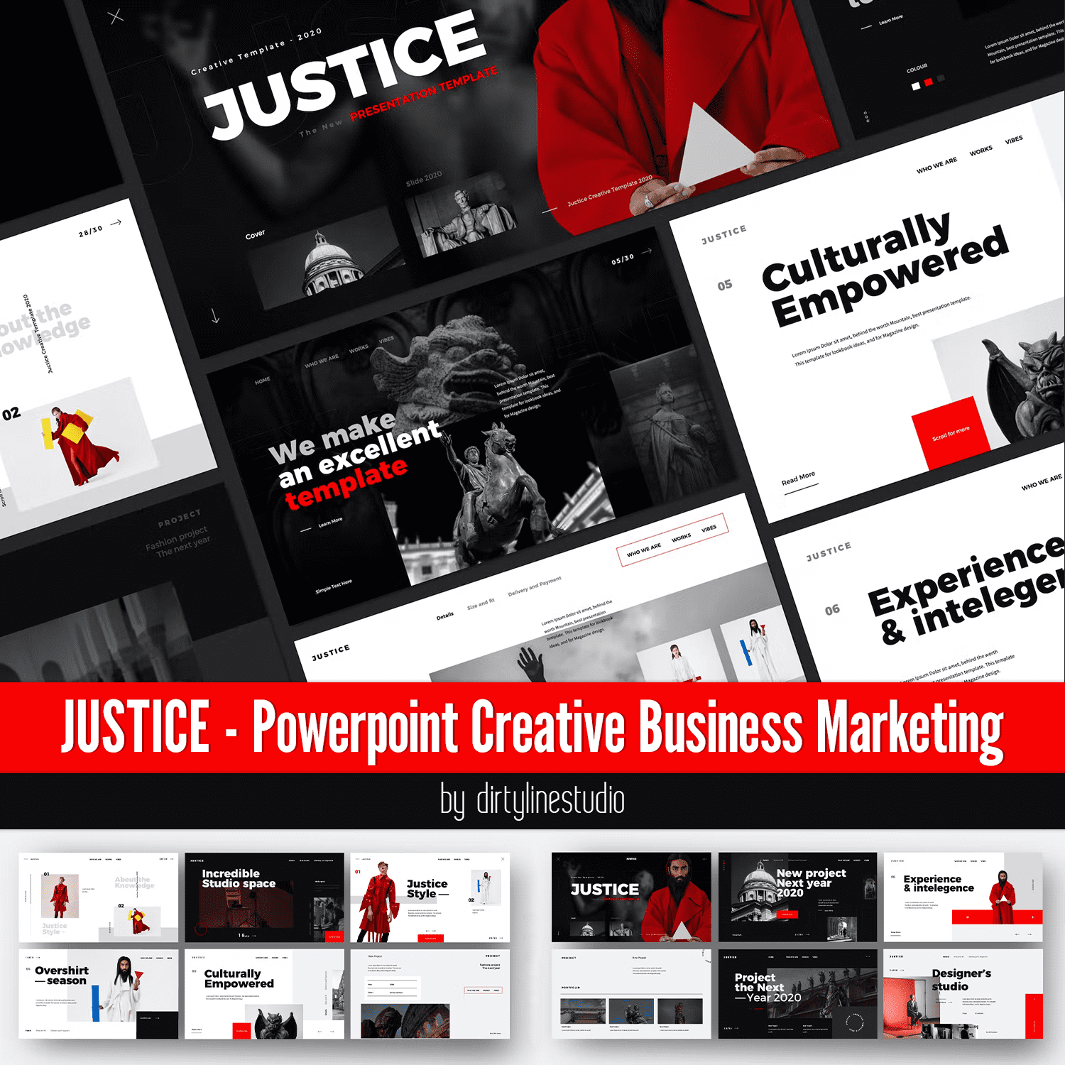 Prints of justice powerpoint creative business marketing.
