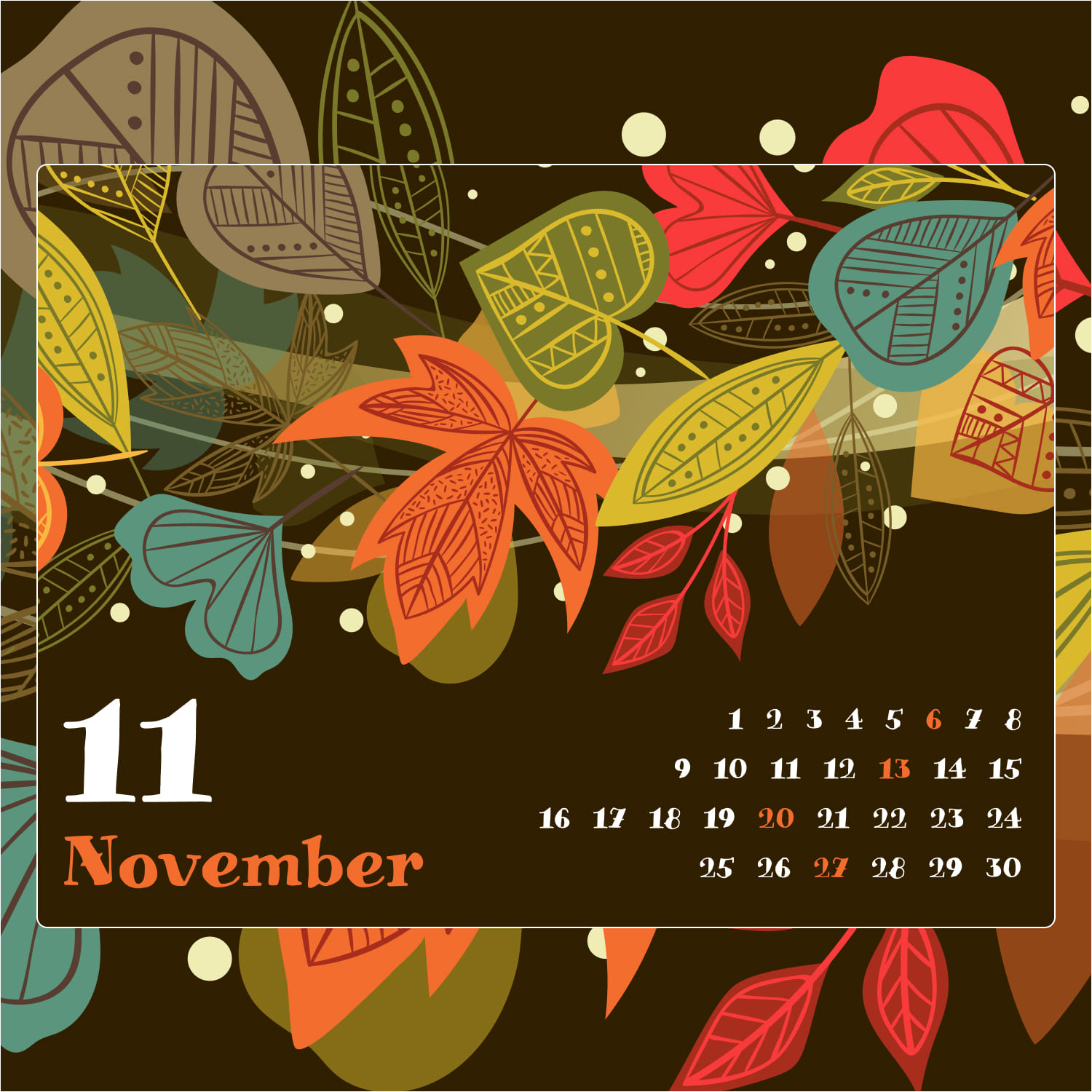 Free Printable November Calendar – MasterBundles