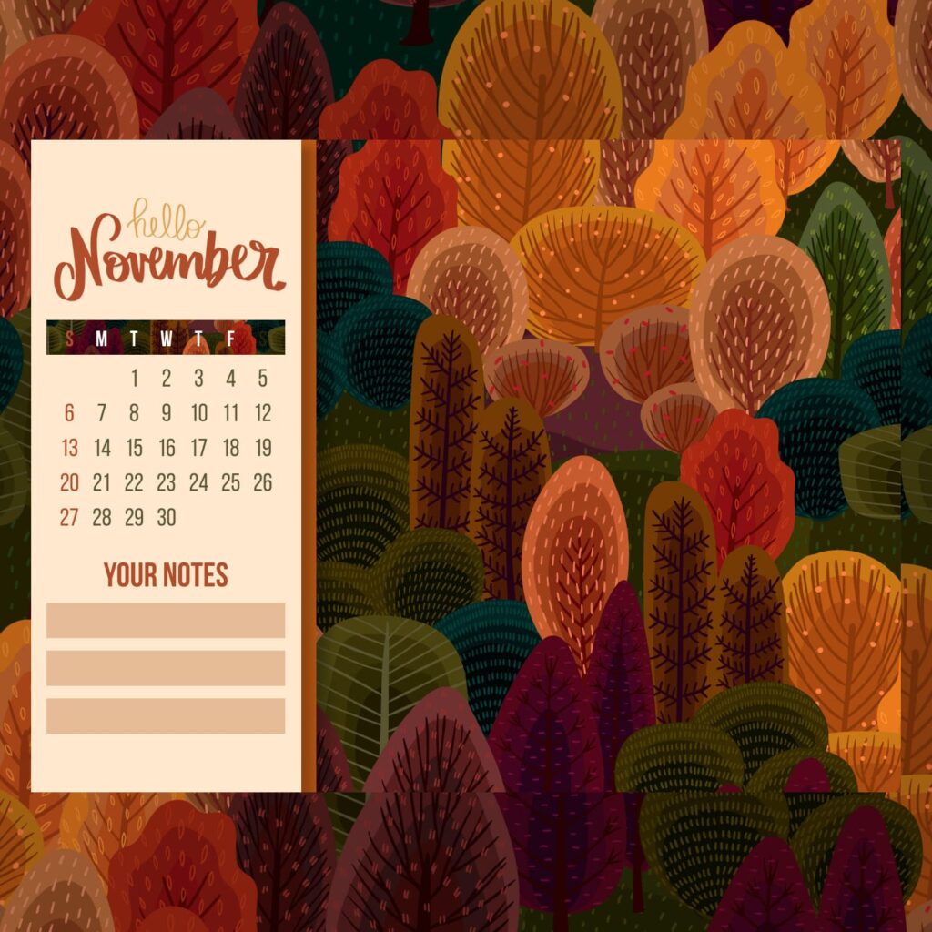 Free November Forest Calendar – MasterBundles