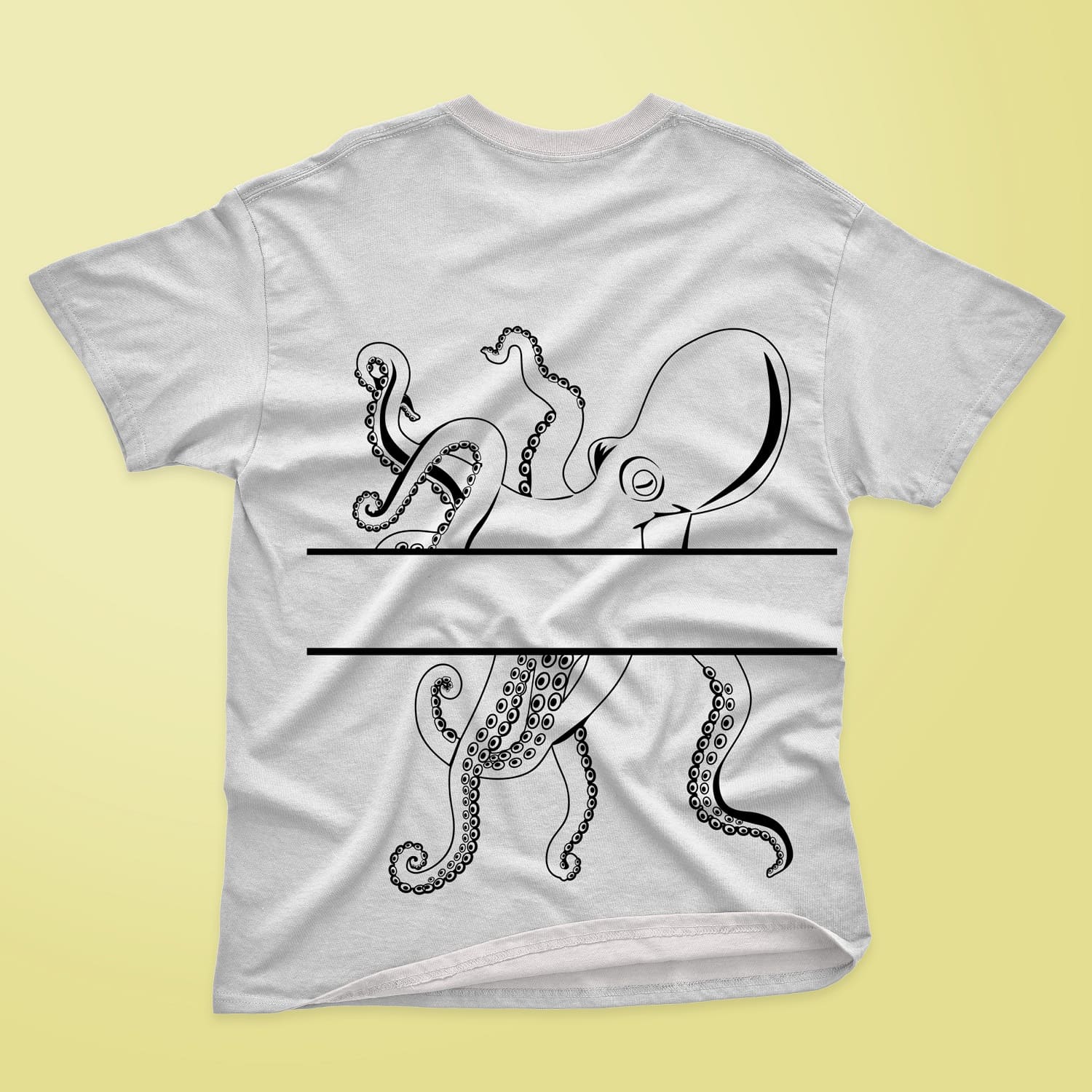 T-shirt with seven white tentacles Monogram Octopus.