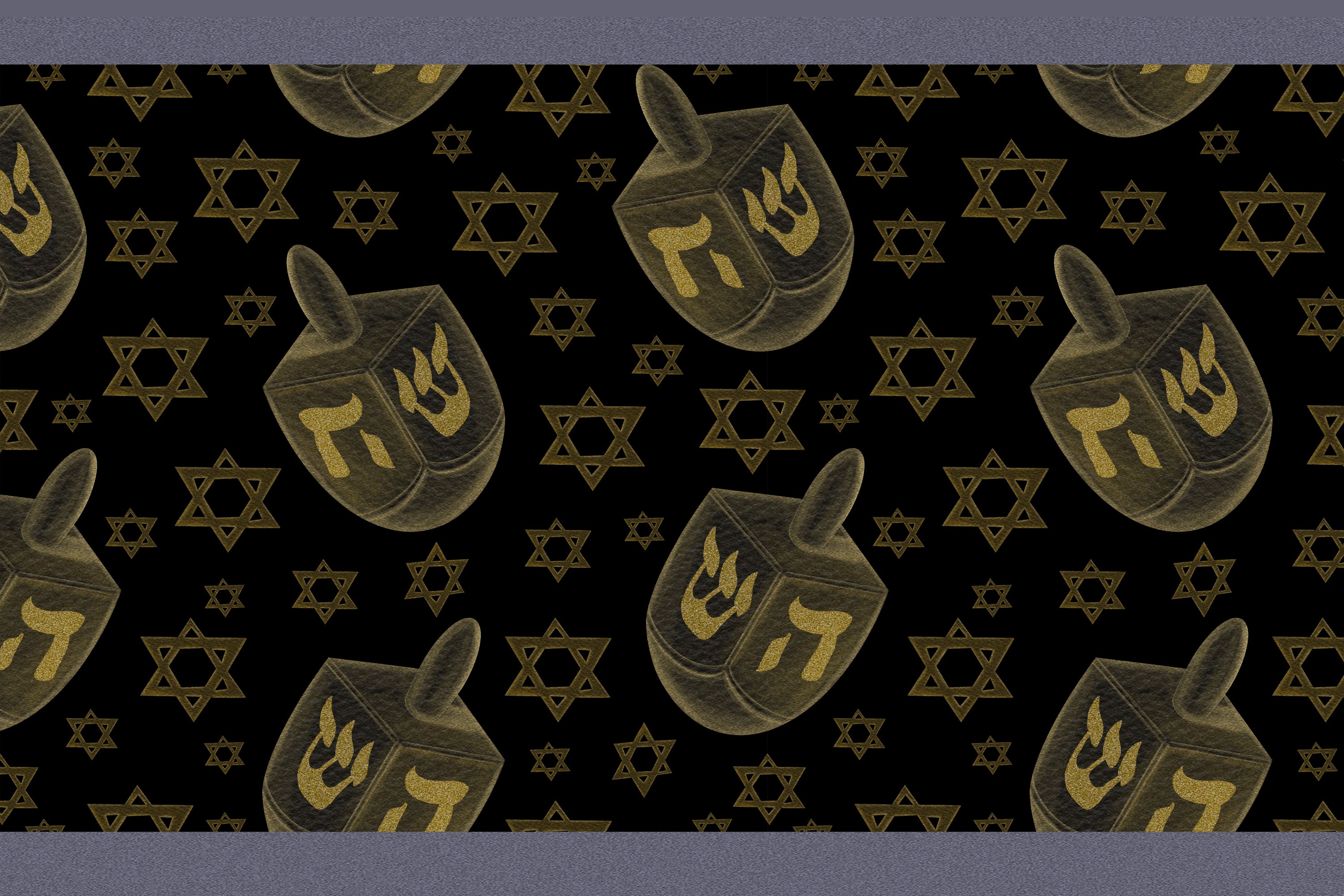 Golden symbols on a black background.