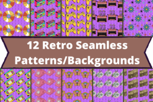 12 Retro Patterns Purple Background – MasterBundles