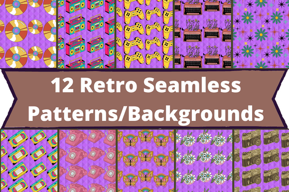 Retro seamless patterns backgrounds graphics.