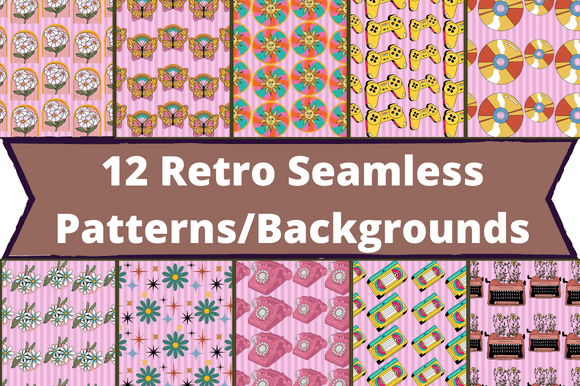 Retro seamless patterns backgrounds graphics.