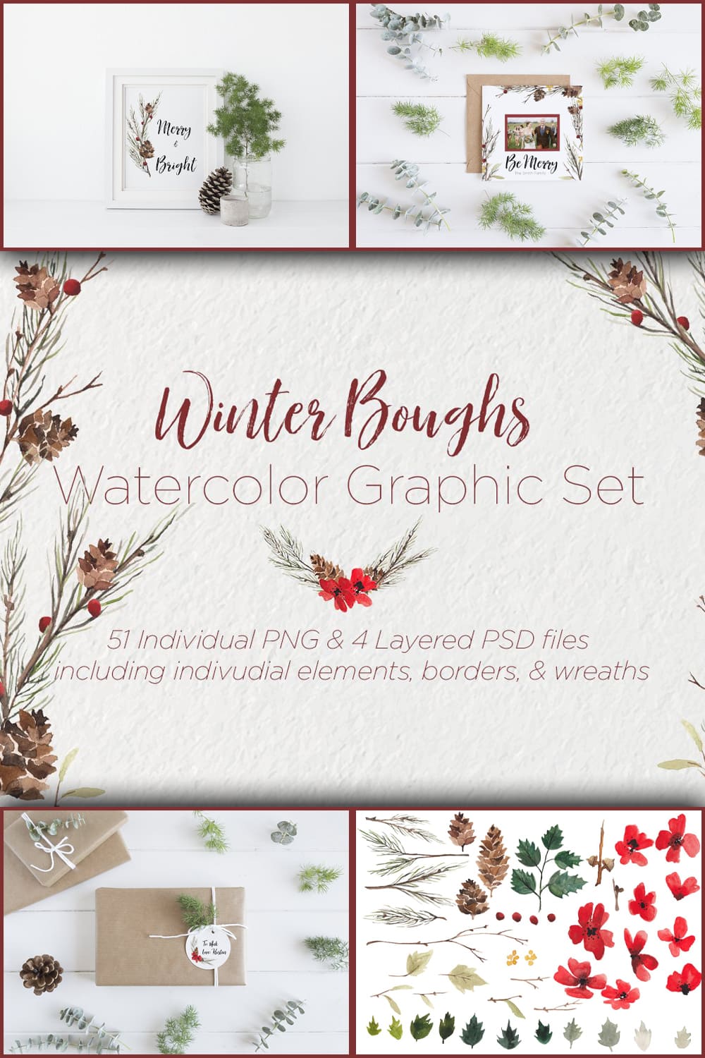 Winter boughs watercolor graphics images of pinterest.