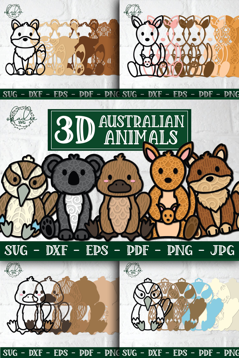 3d Australian Animals Platypus SVG Kangaroo SVG pinterest image.