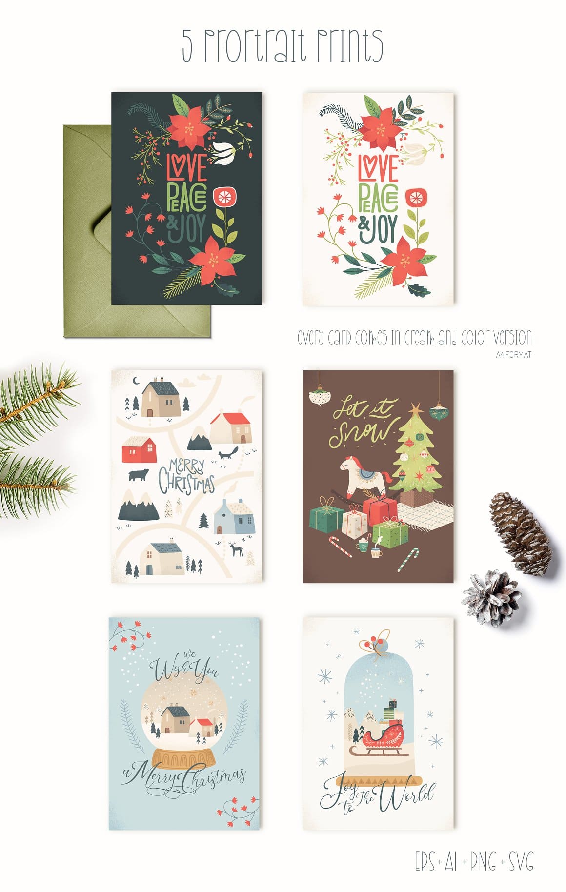 Every Christmas card comes in cream and color version.