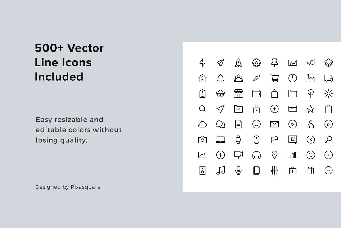 Aron 500+ Vector Line Icons Included theme example.