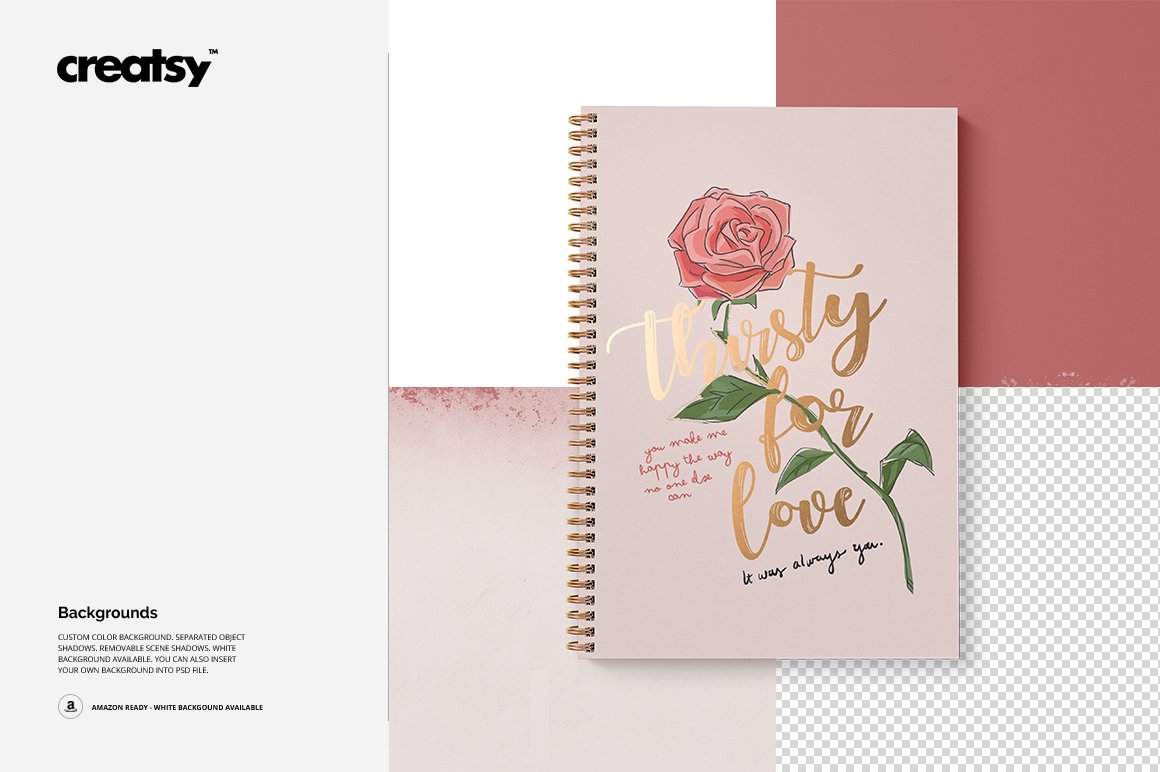 Rose print on notebook.