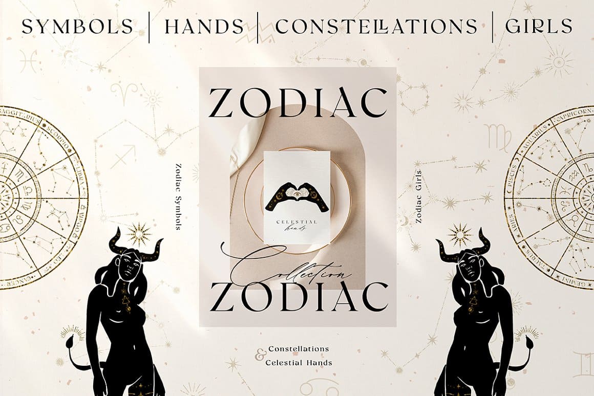 Constellations and celestial hands.