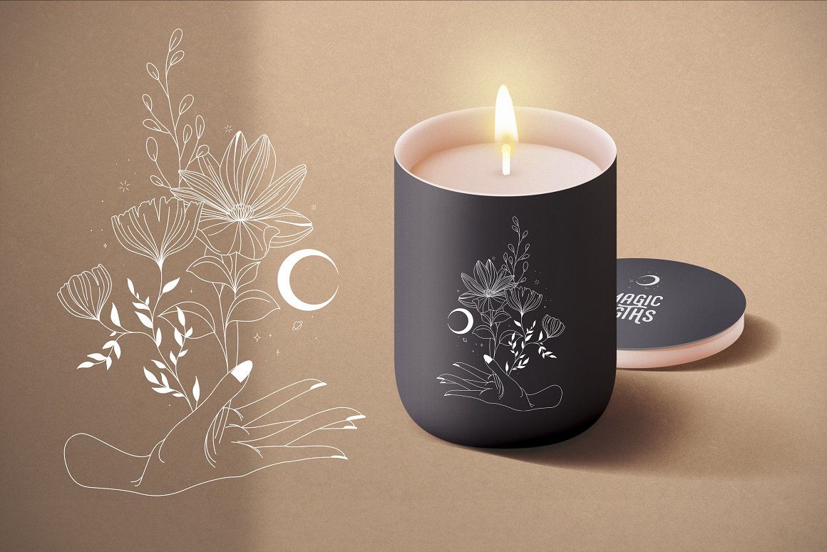 A candle with a black wall.