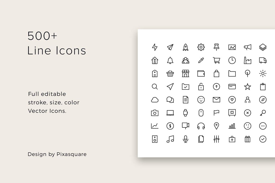 500 line icons preview.