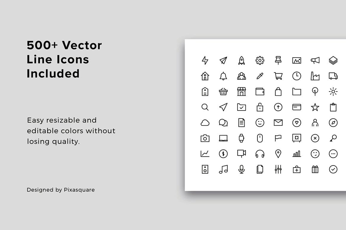 500+ Vector Line Icons preview.