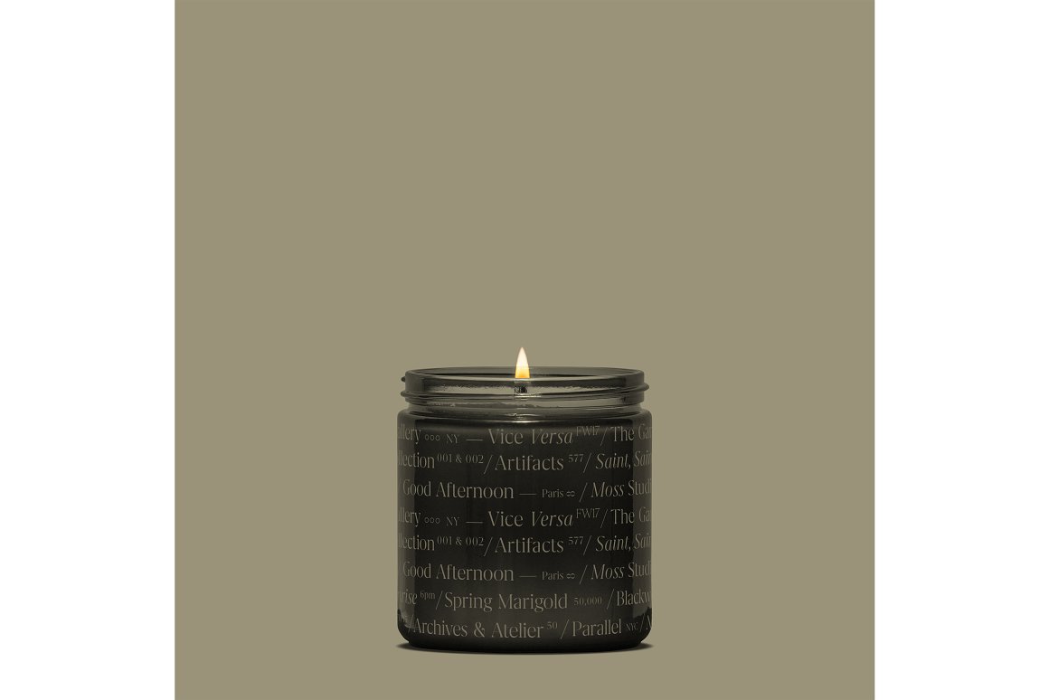 Inscriptions printed on jars with candles.