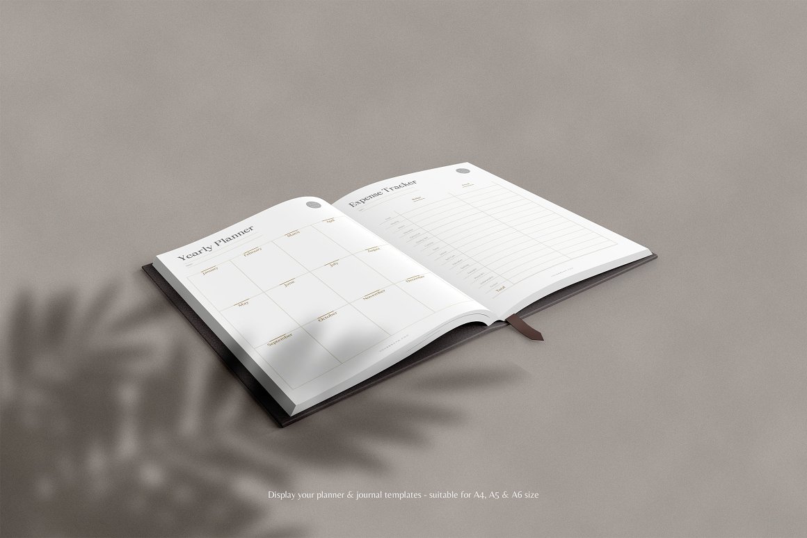 Pages with a calendar for a diary.