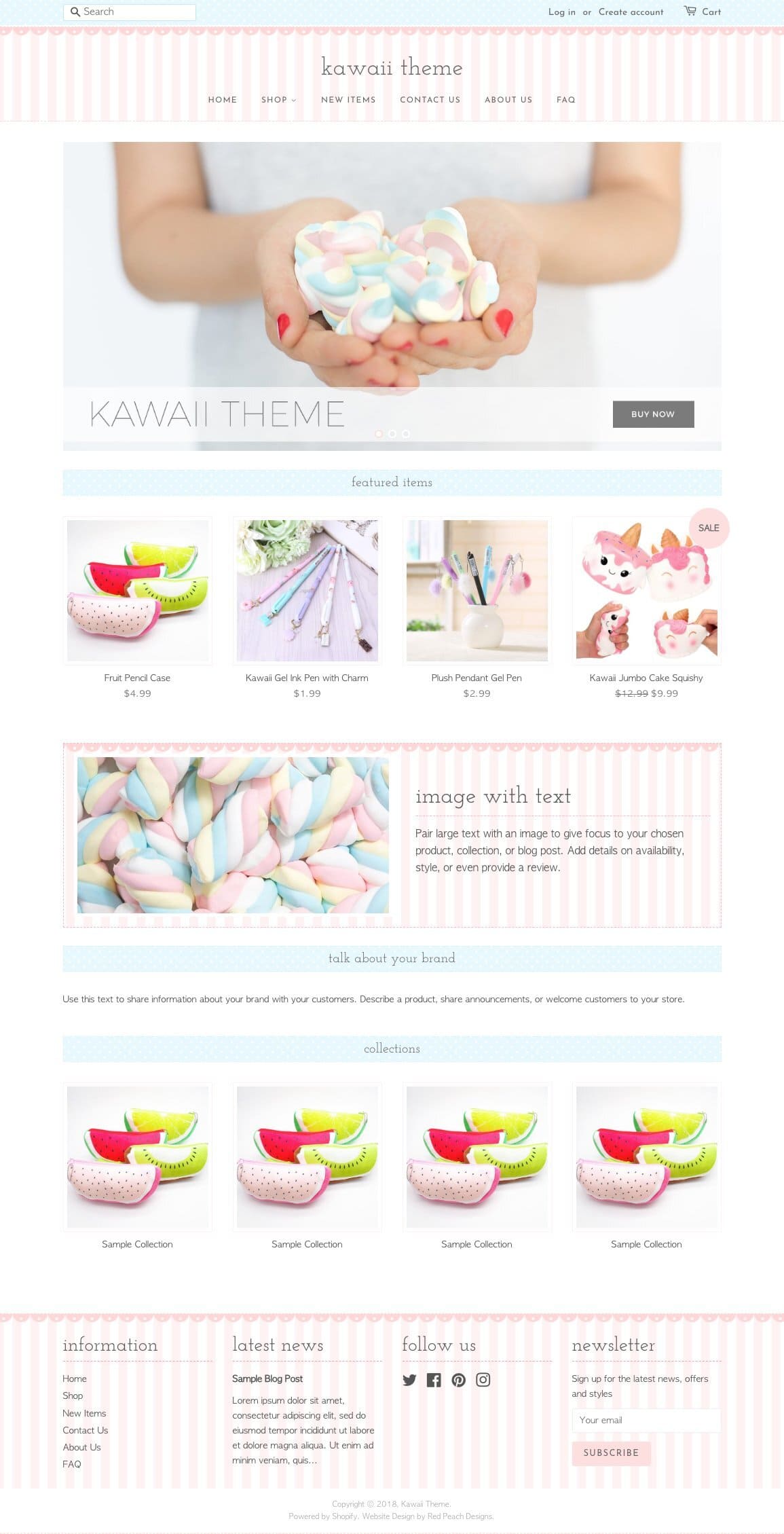 Featured items of Kawaii Feminine Shopify Theme.
