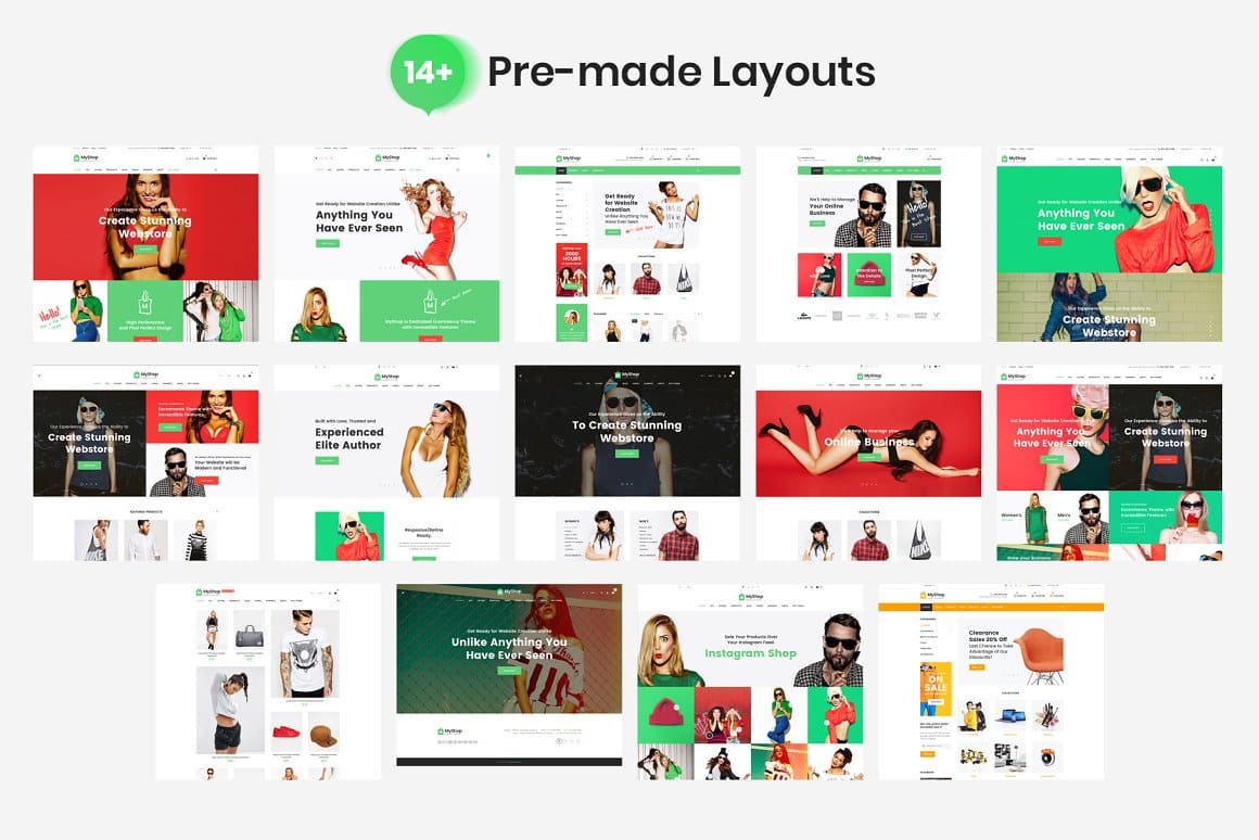 14+ Pre-made layouts of MyShop - Best Shopify theme.