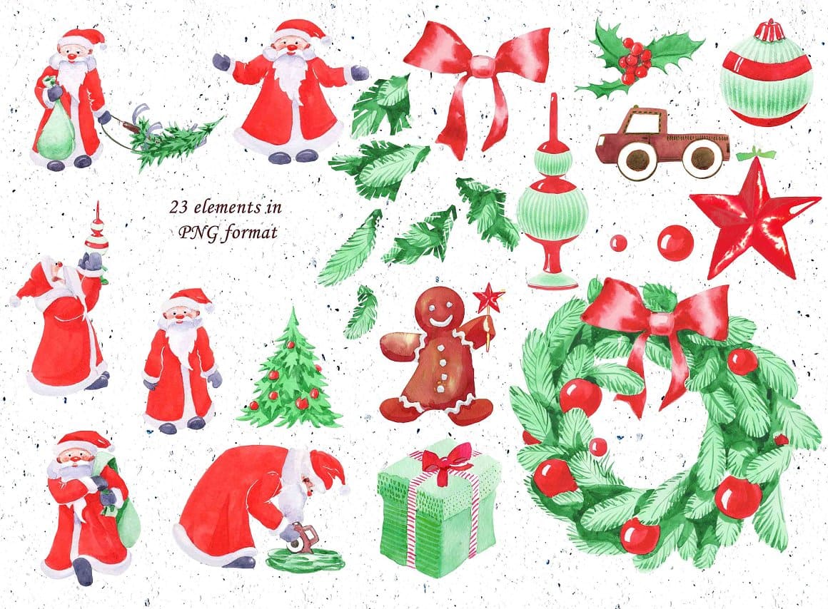 23 elements of Merry Christmas in PNG format.