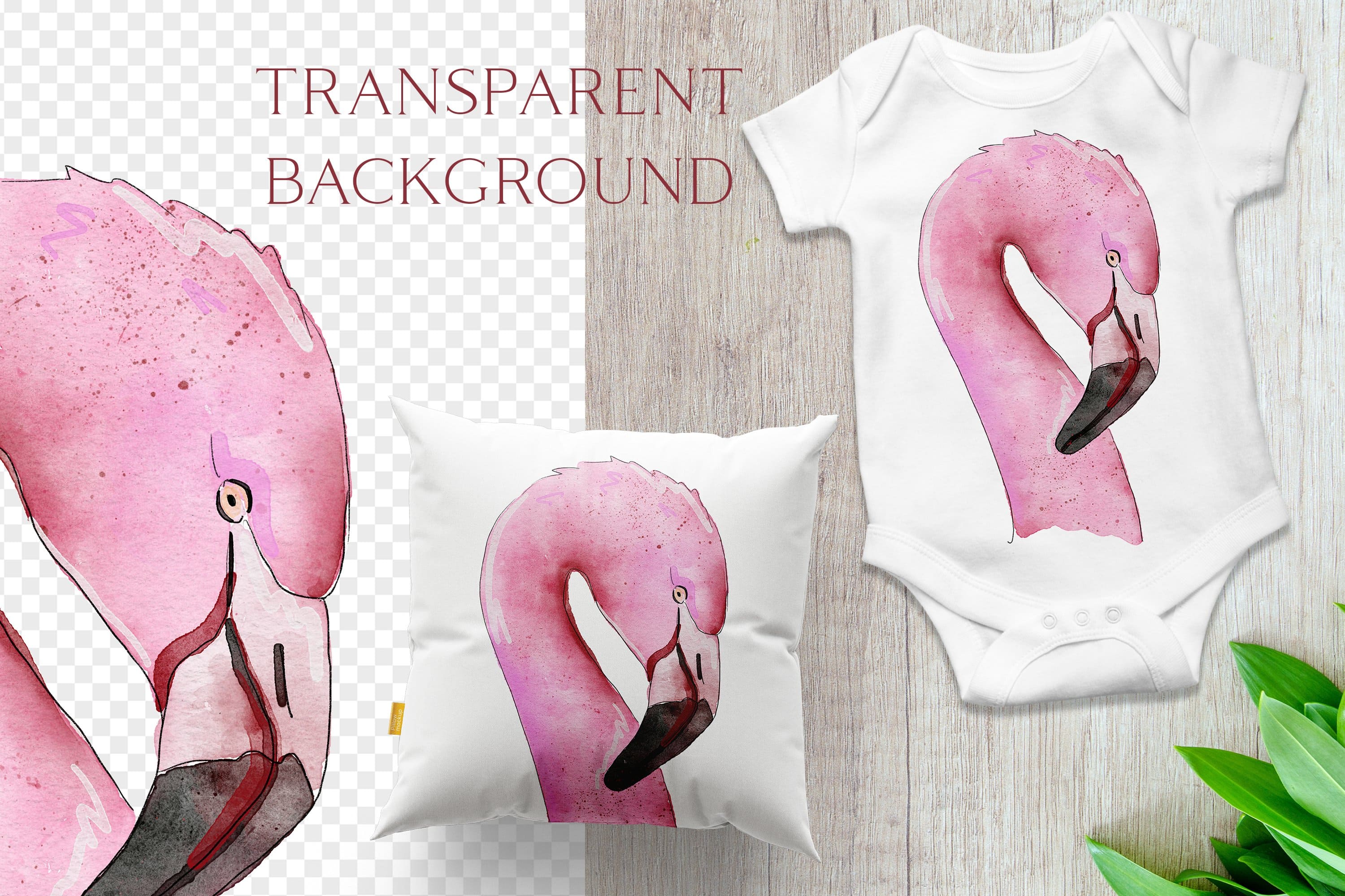 Watercolor Flamingo Sublimation PNG T-shirt Design on the transparent background.