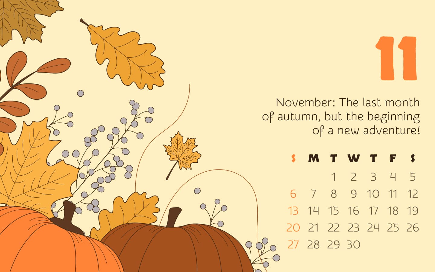 Calendar November in the picture size 1400x900.