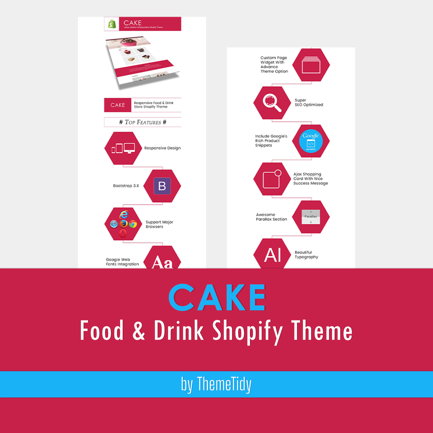Illustration cake – food drink shopify theme.