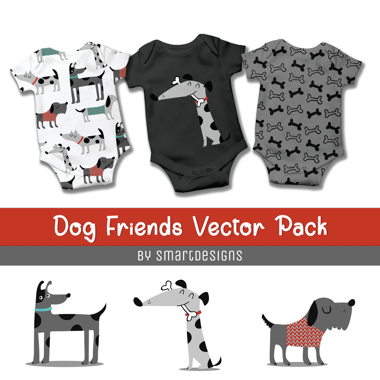 Preview dog friends vector pack.