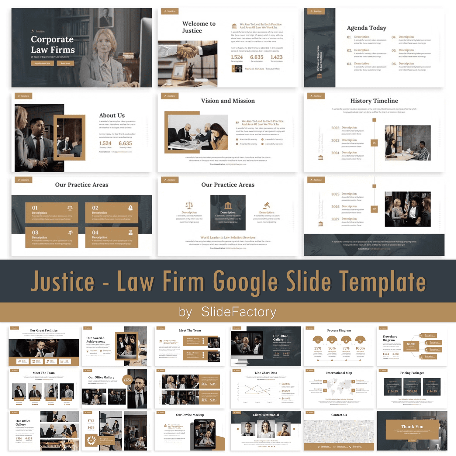 Preview justice law firm google slide template.