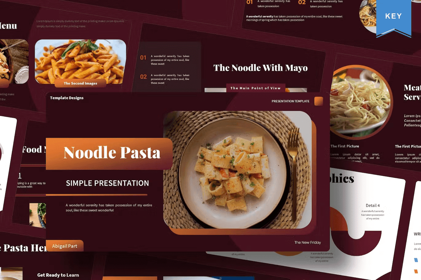 The title page of the pasta-themed template.