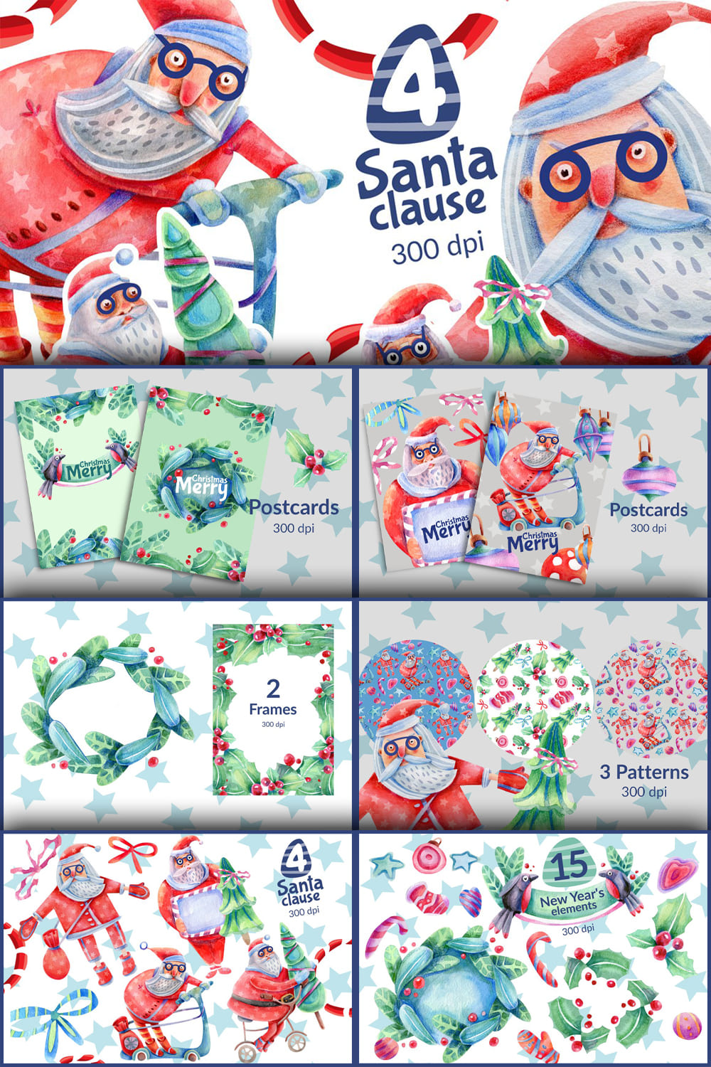 Santa claus watercolor and christmas Images of pinterest.