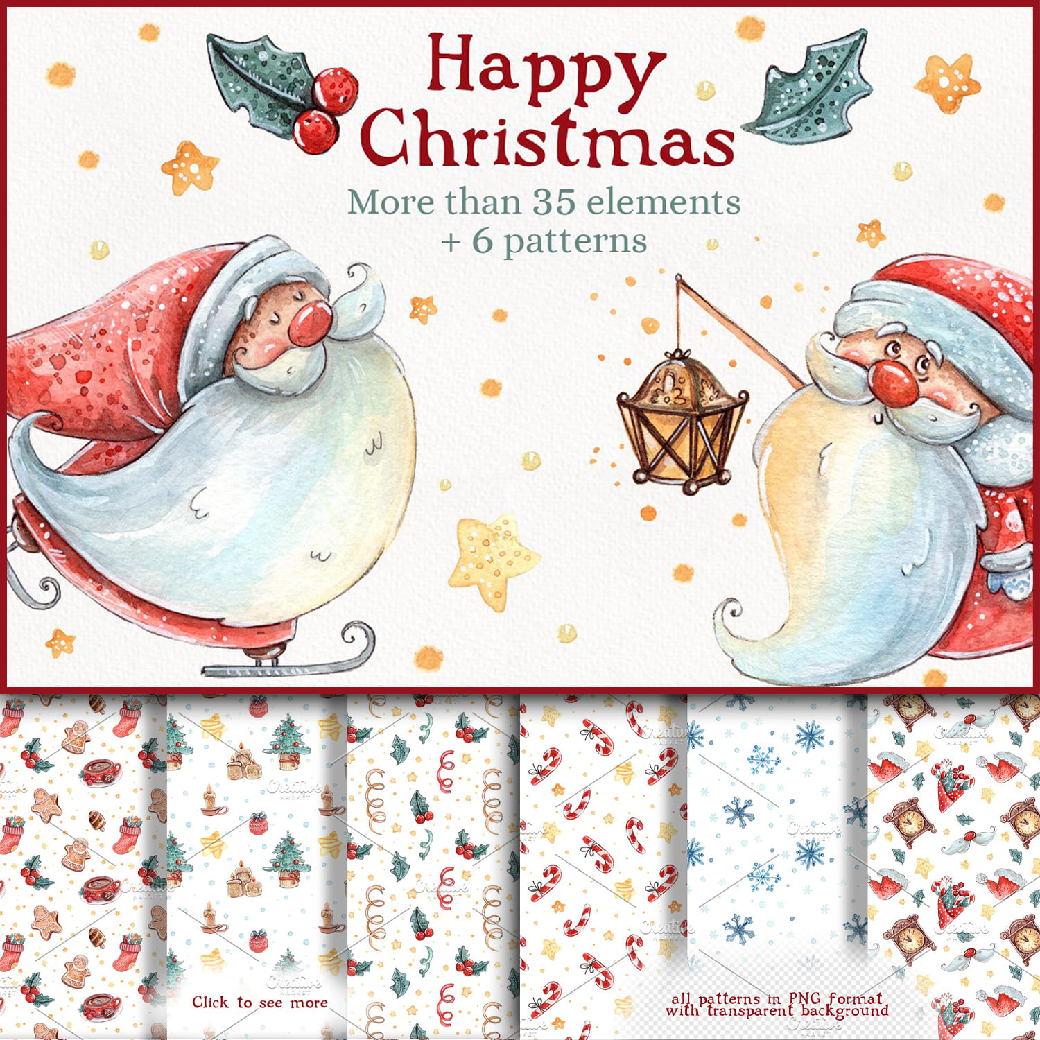 Preview happy christmas set 6 patterns.