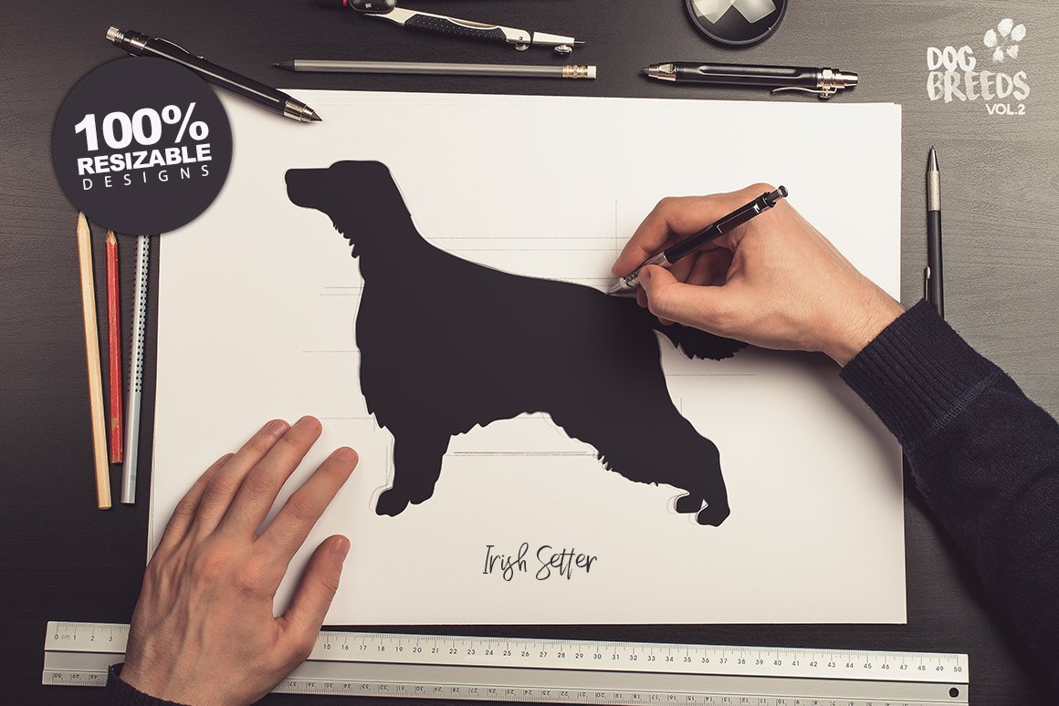 Drawing of a black dog.