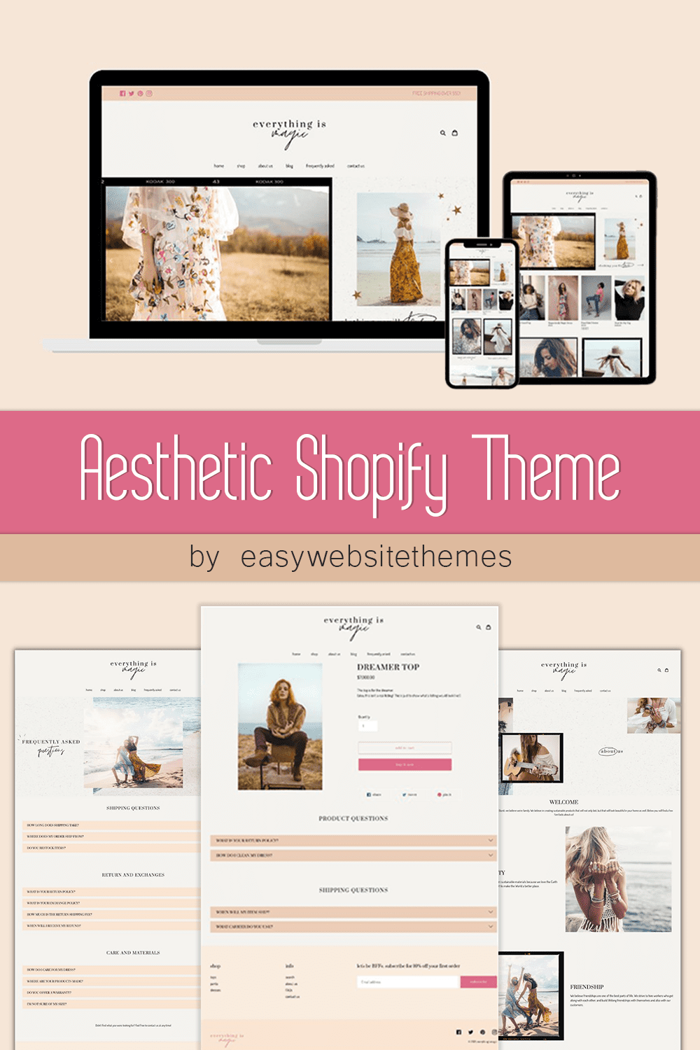 Dreamer top of Aesthetic Shopify Theme.