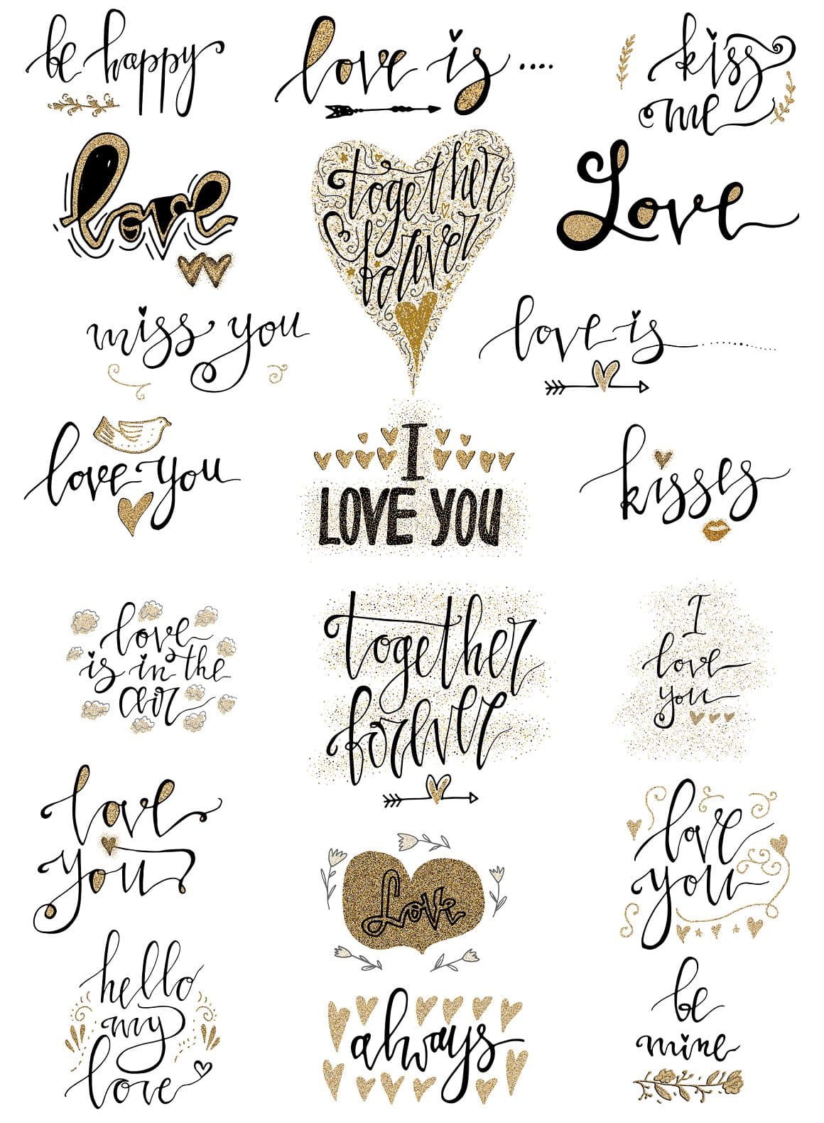 Phrases about love and created with love.