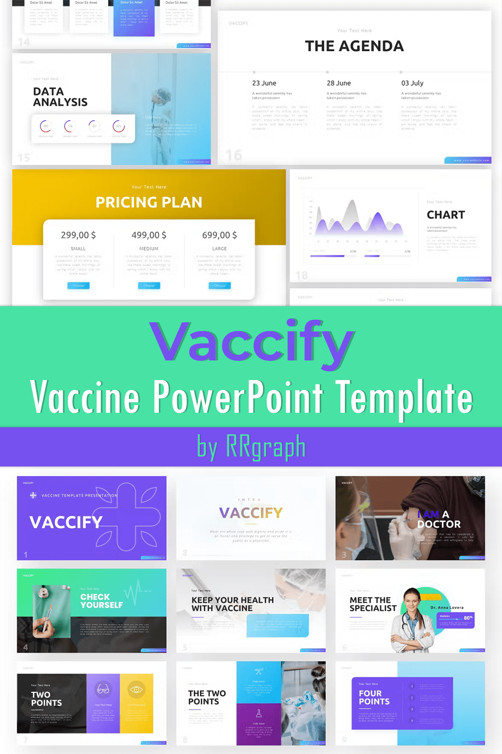The features of the Vaccify Vaccine PowerPoint Template.