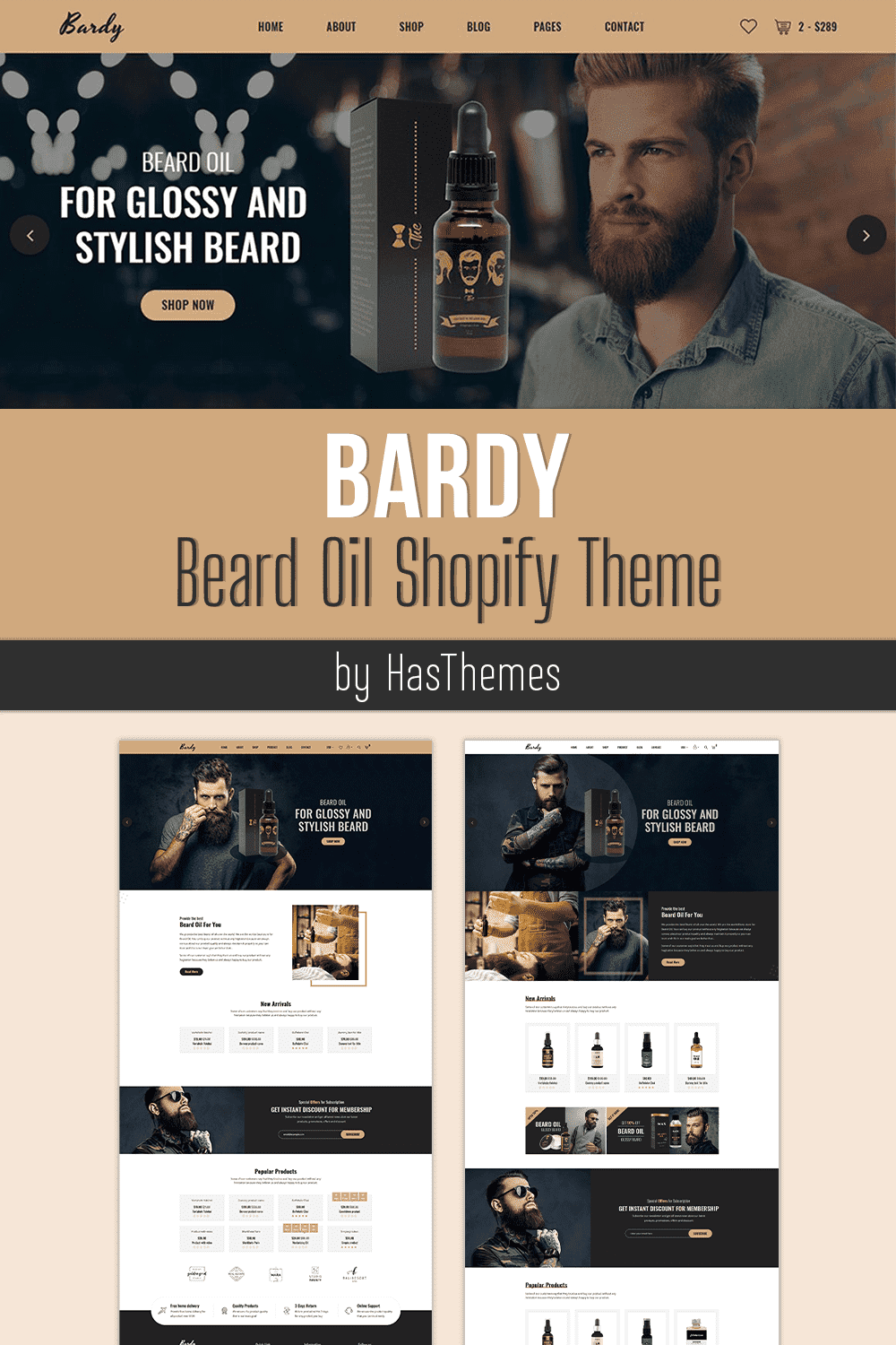 Slides of Bardy beard oil shopify theme.