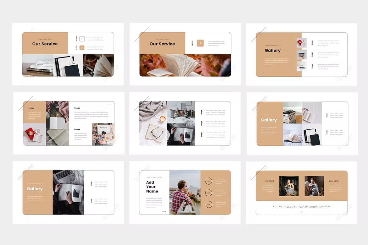 Service and Gallery of Steiz - Bookstore Presentation Template.