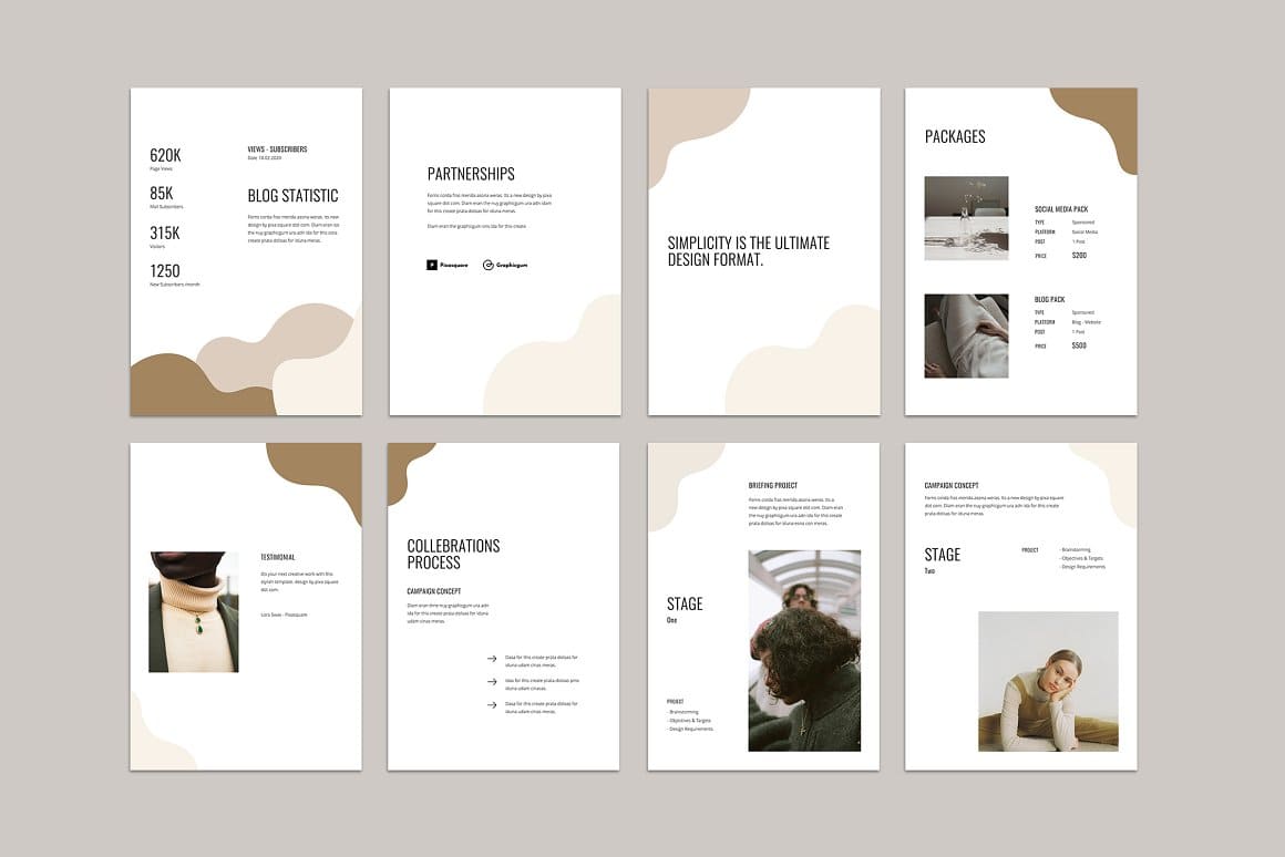 Inscription "Simplicity is the ultimate design format" on the Unia template.