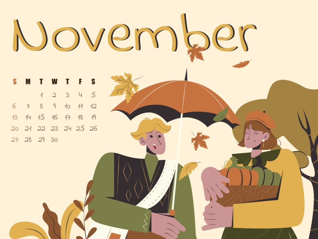 Free Autumn November Calendar – MasterBundles