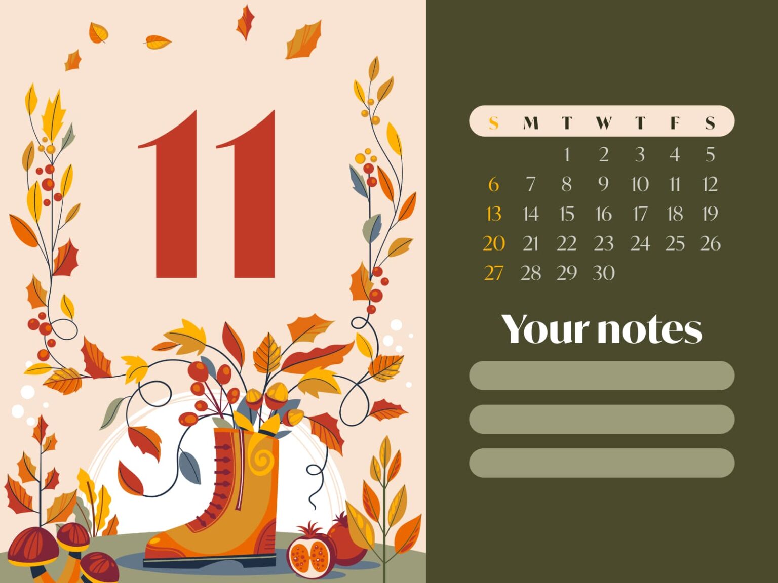 Free Cute November Calendar – MasterBundles