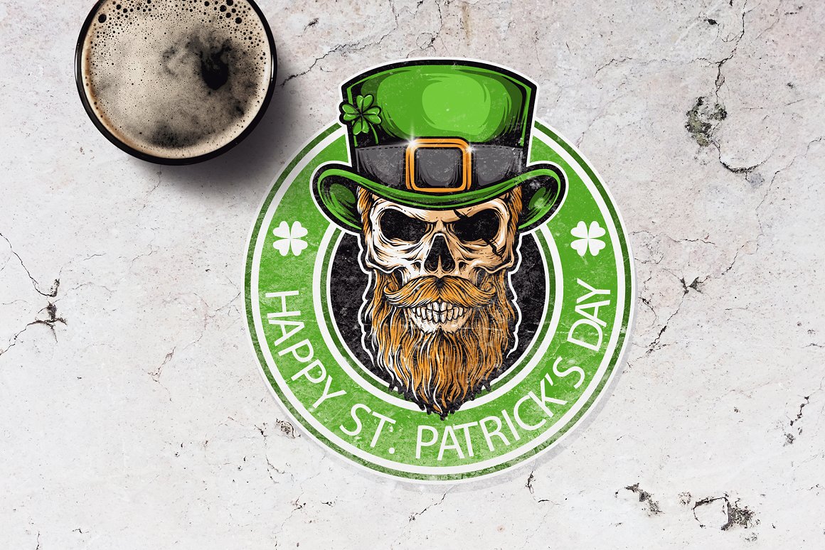 St Patric's day theme logo on textures.