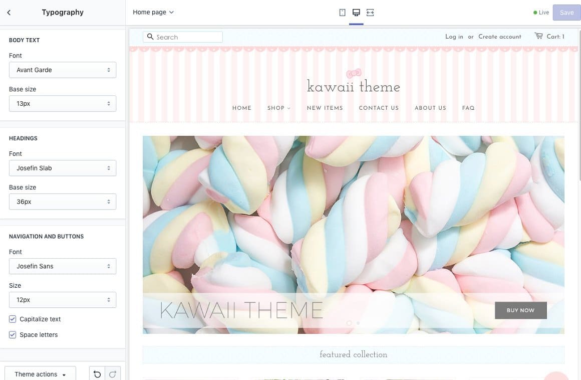 Image of colored marshmallows on the shop title.