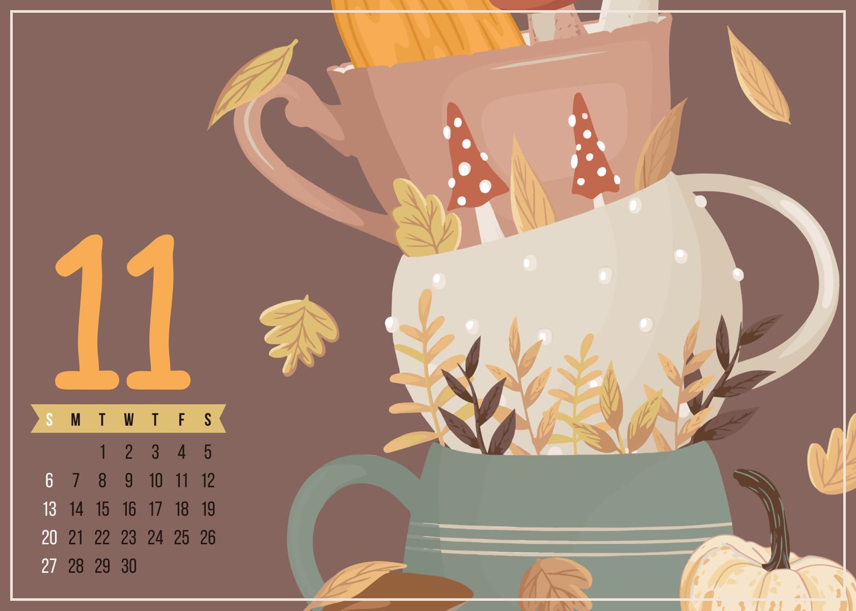 Free Lovely November Calendar 1680x1200.