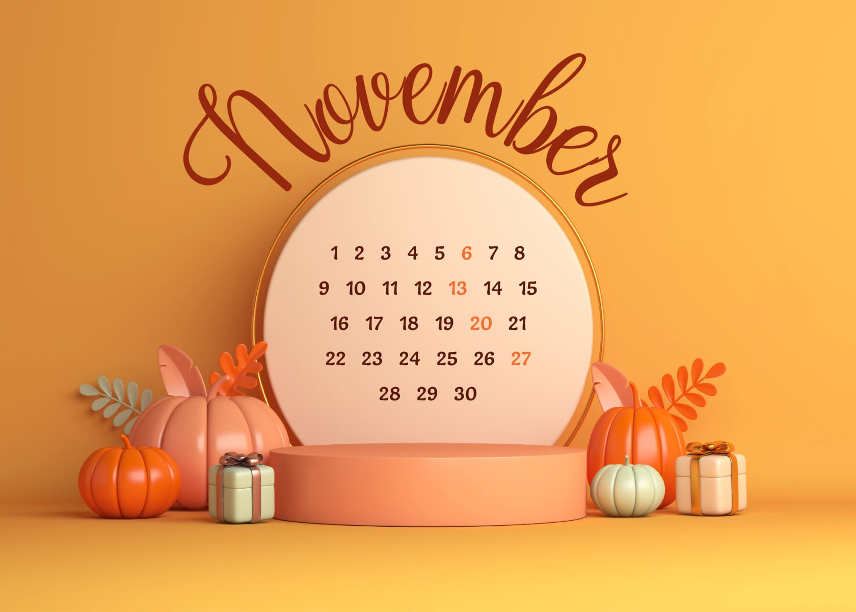 Free November calendar extension 1680х1200.