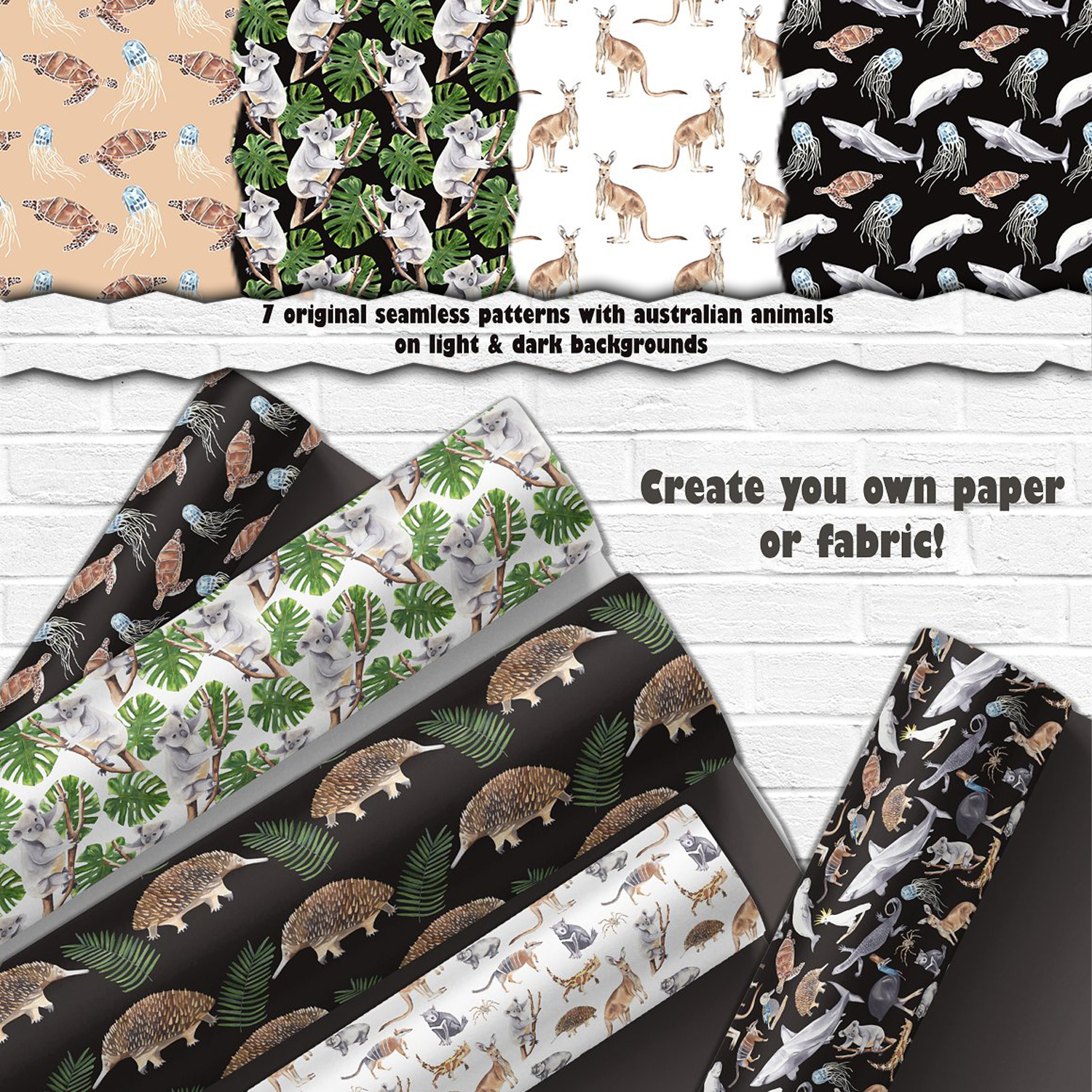 Australian Animals Clipart Pattern Design cover image.